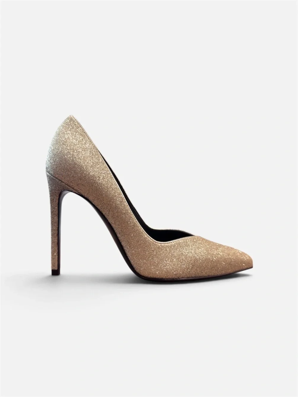 NIB Saint Laurent Gold Glitter Pointed Toe Heels Sz 38.5 US 9 Italy